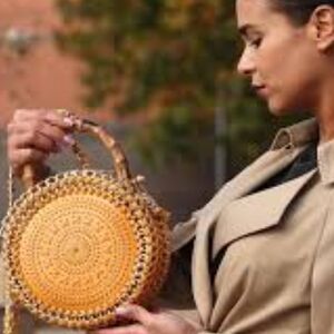 Round Woven Tan Bag